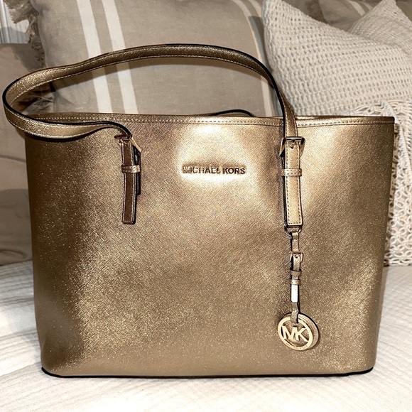 MICHAEL Michael Kors Handbags - Michael Kors Metallic Gold Tote /Laptop bag. (Show w & w-out flash for clarity